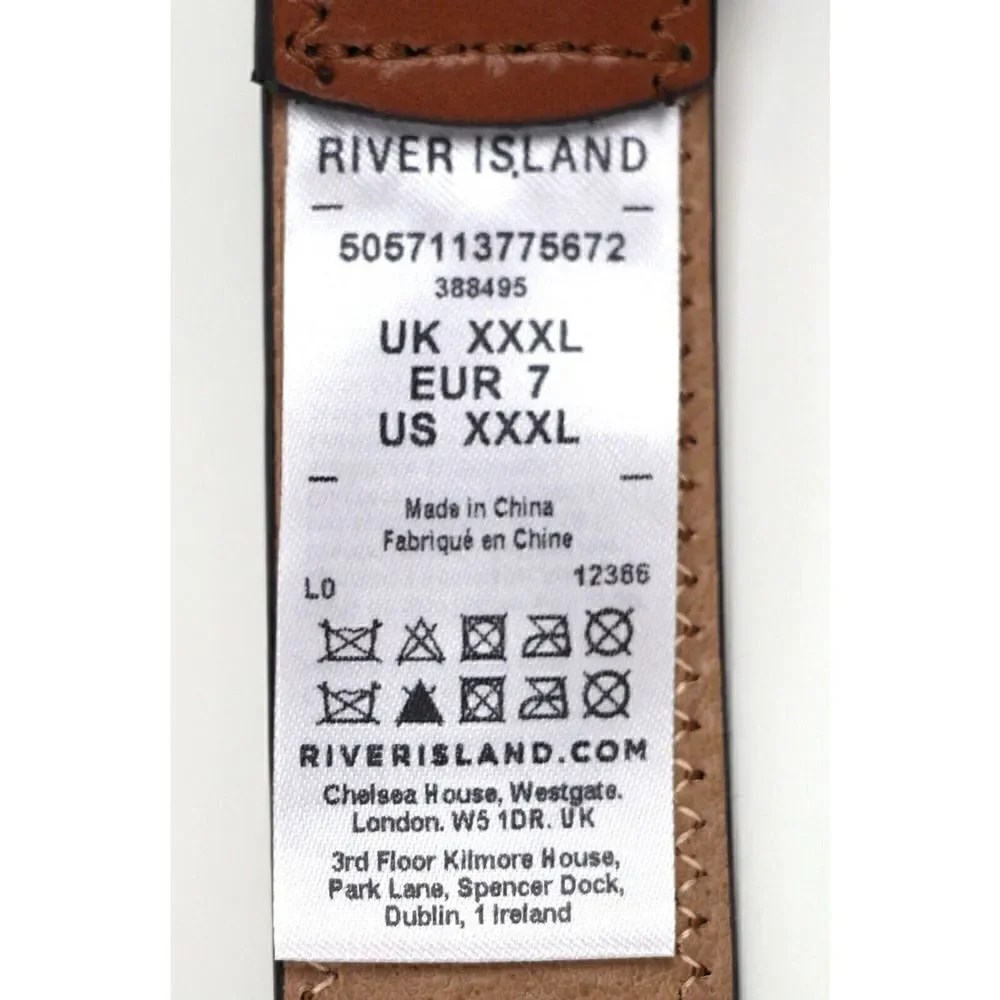 River Island TAN BROWN GENUINE LEATHER 1 1/8